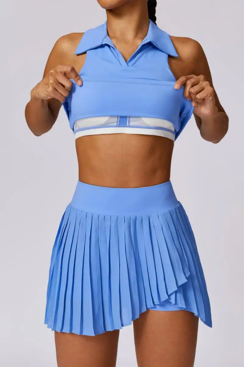 VIVOH Rush Moment Lined Shirt Collar Short Sleeve Two-piece Yoga - Image 4